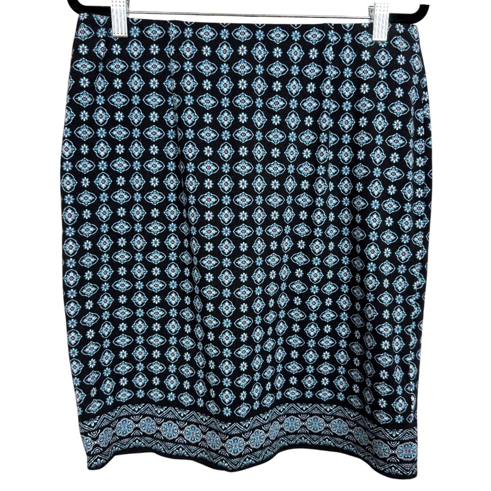 J. Jill Blue and white deco patterned skirt Size Small